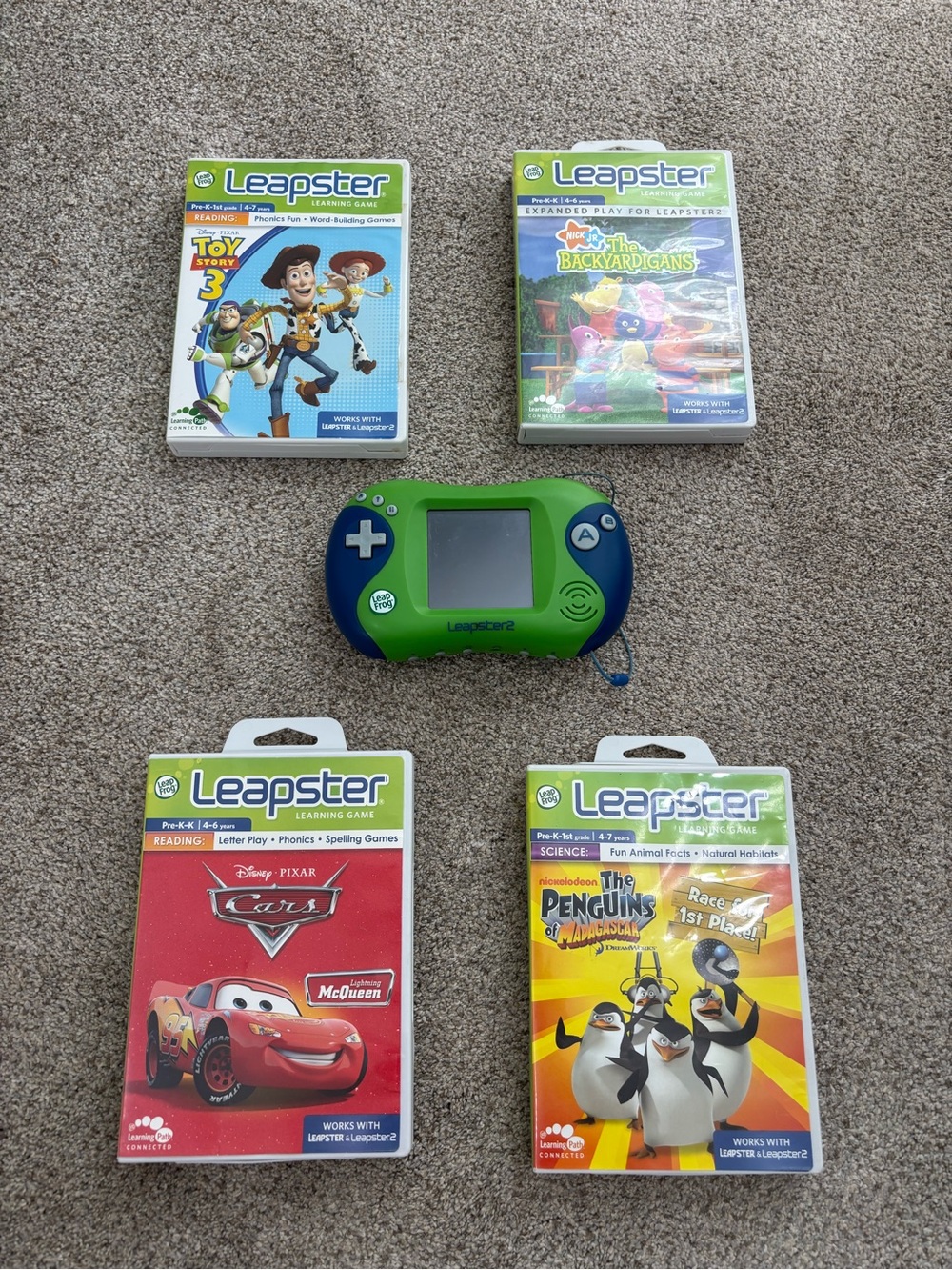Leapfrog Leapster 2 Handheld Learning Game System with 4 games Toy Story/Cars